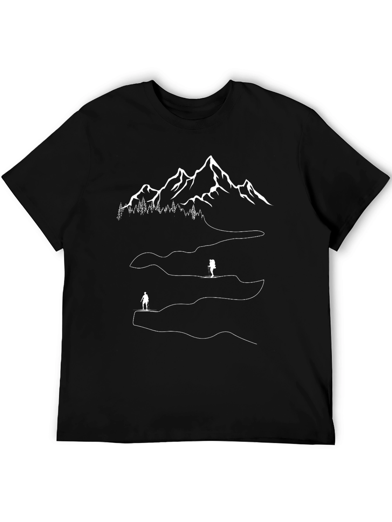 Mountain Hiking Graphic Tee - Black