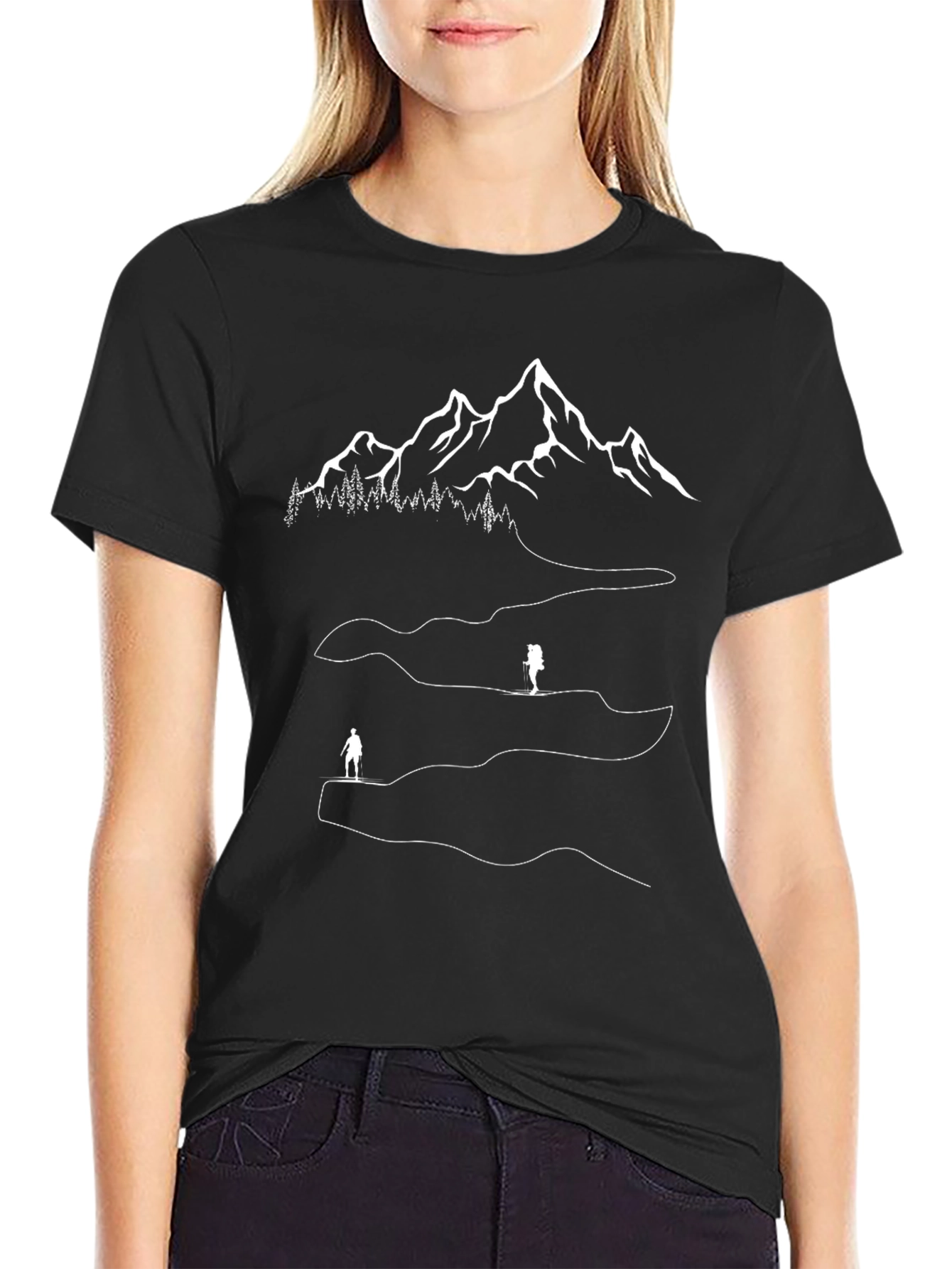 Mountain Hiking Graphic Tee - Black