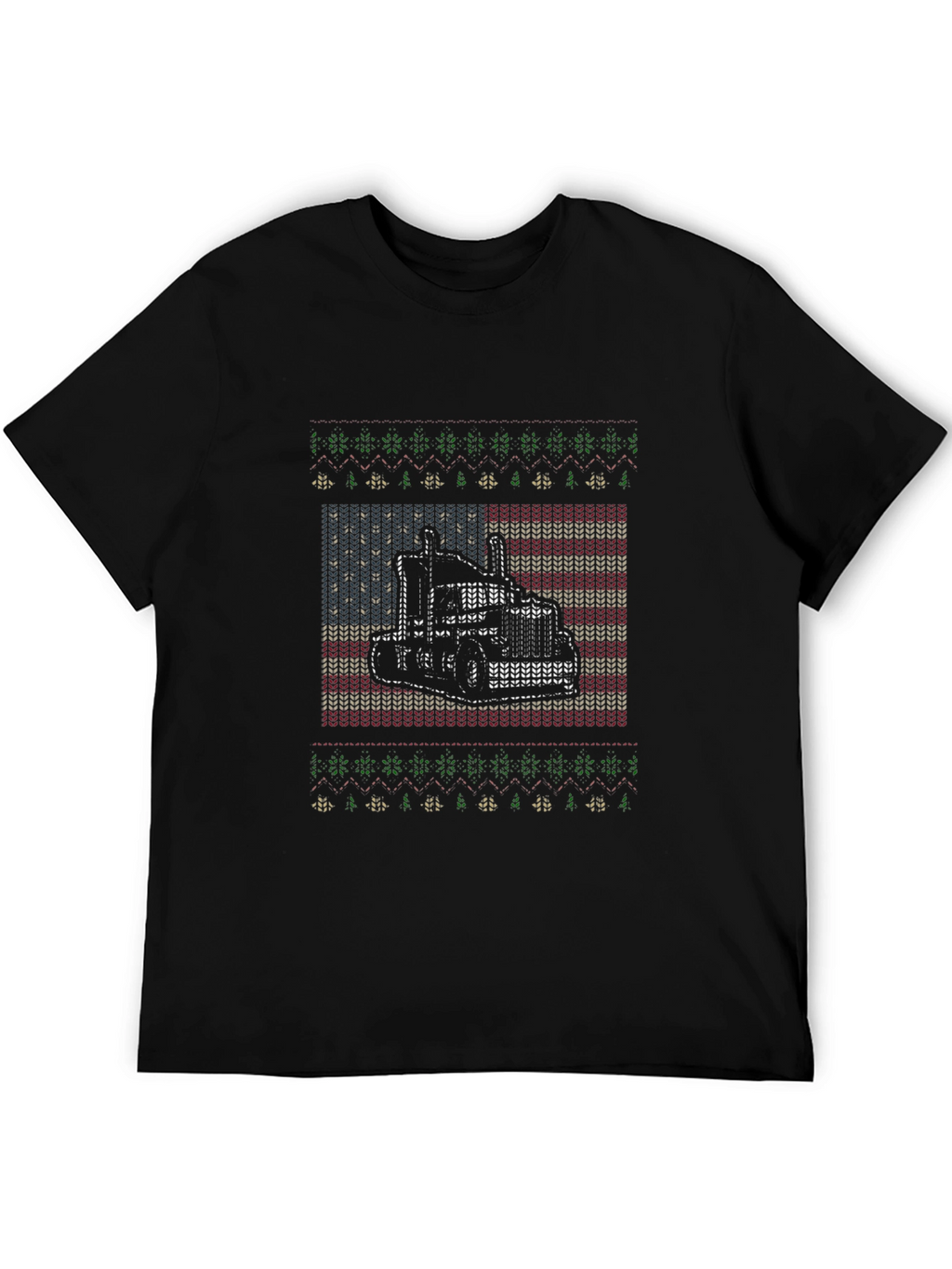Truck American Flag Ugly Christmas Sweater T-Shirt