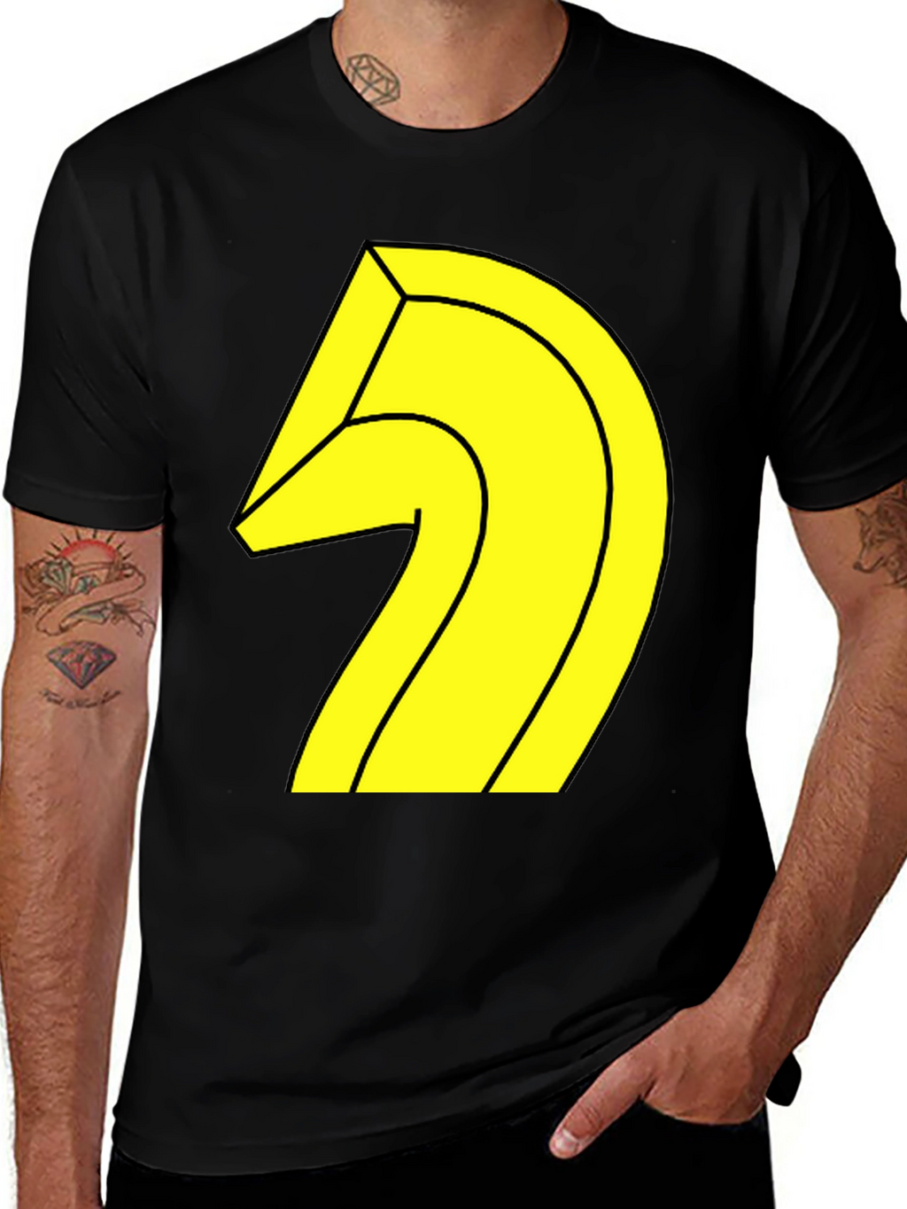 Abstract Geometric Graphic Tee - Black
