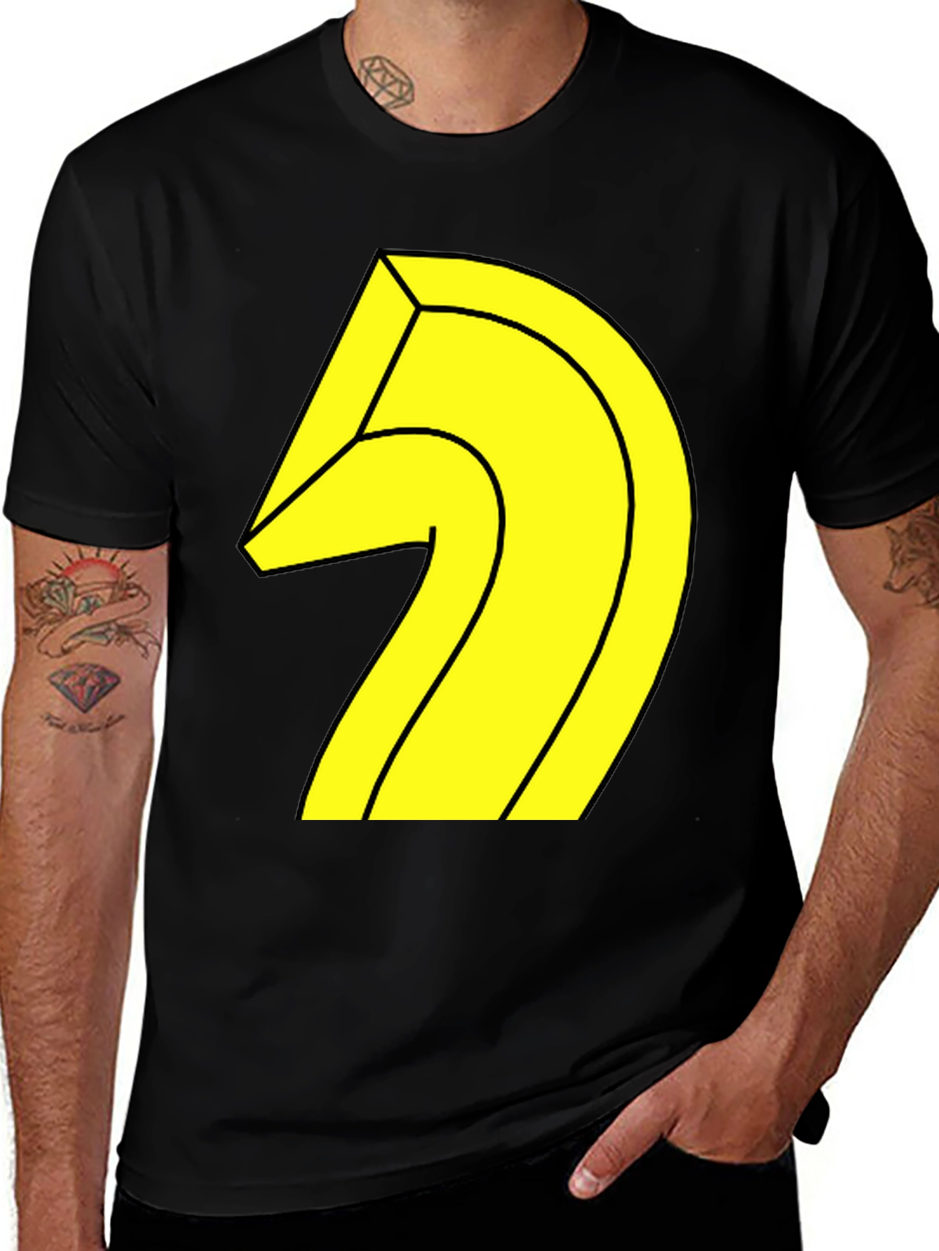 Abstract Geometric Graphic Tee - Black