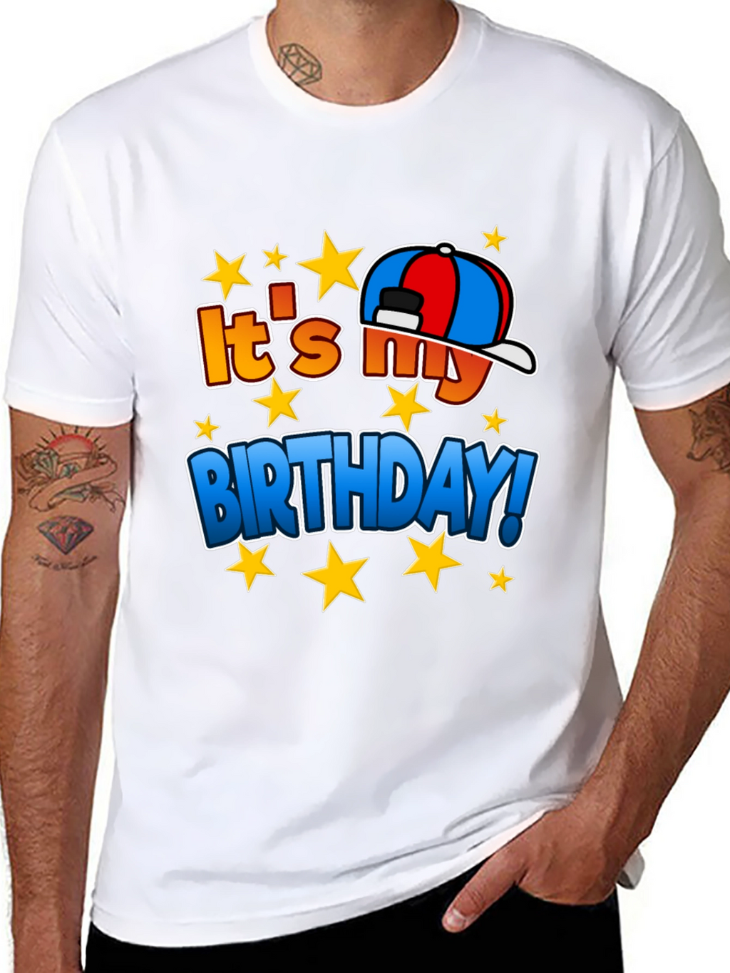Its My Birthday T-Shirt - Stars & Hat Design