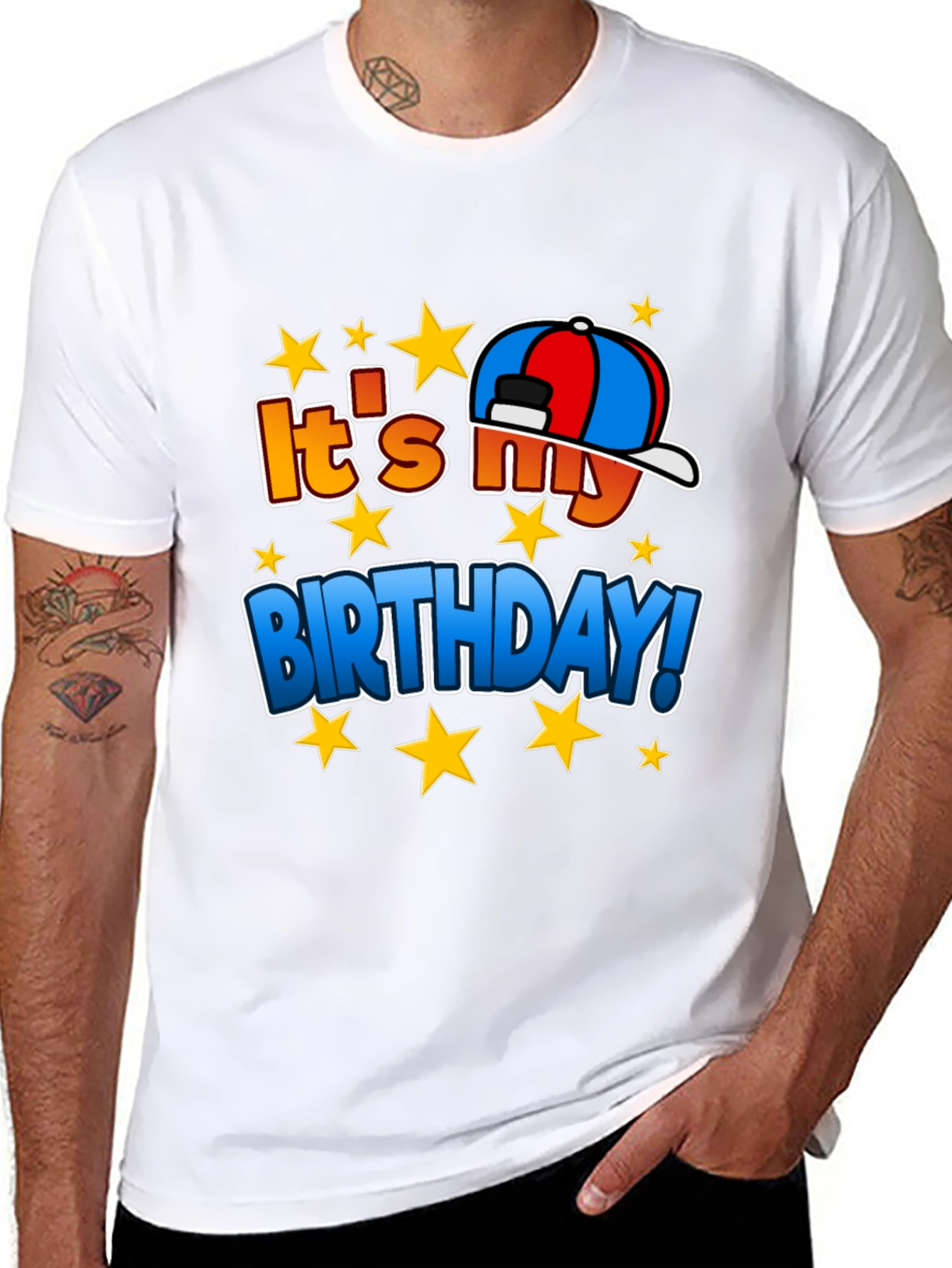 Its My Birthday T-Shirt - Stars & Hat Design