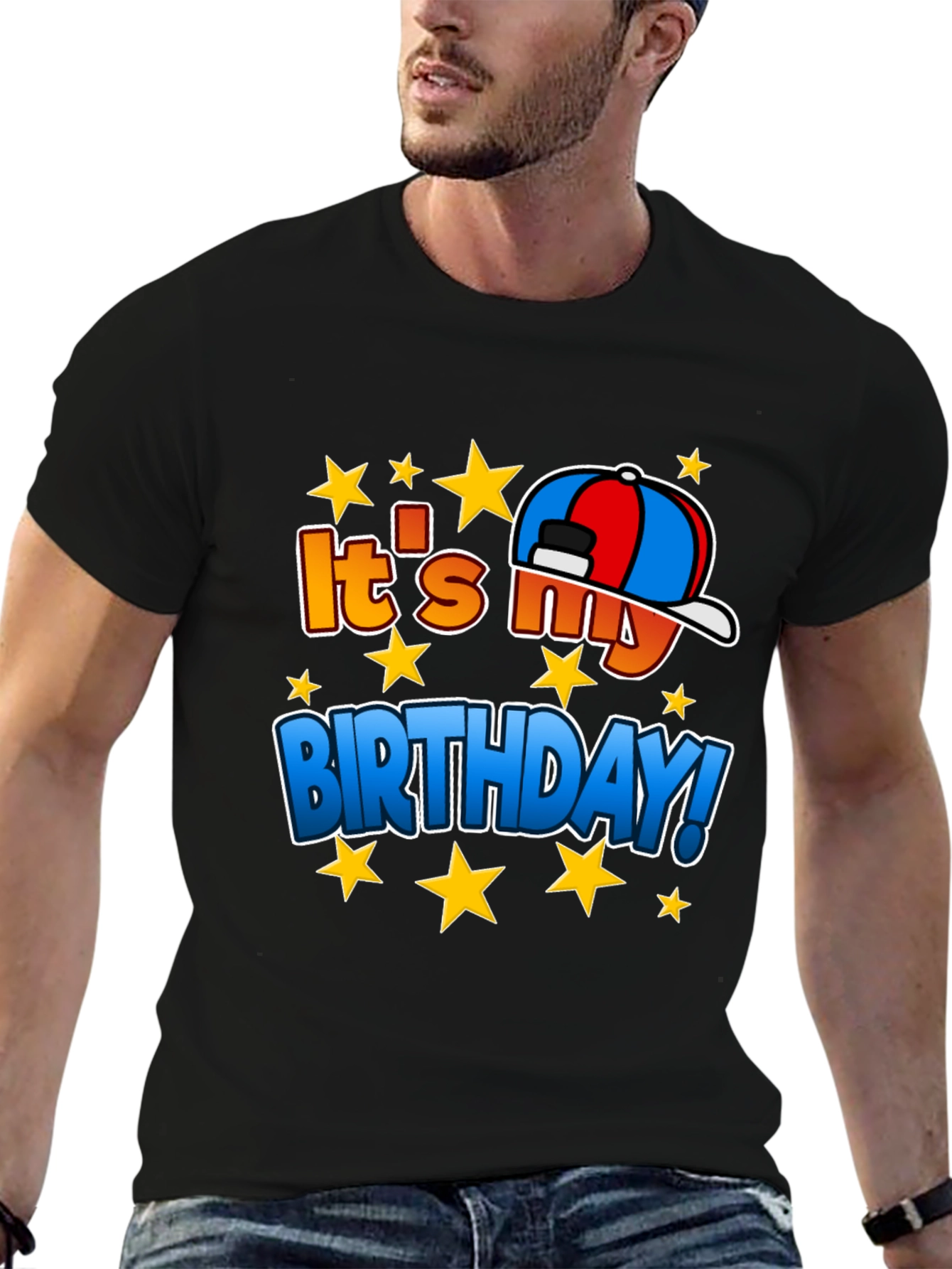 Its My Birthday T-Shirt - Stars & Hat Design