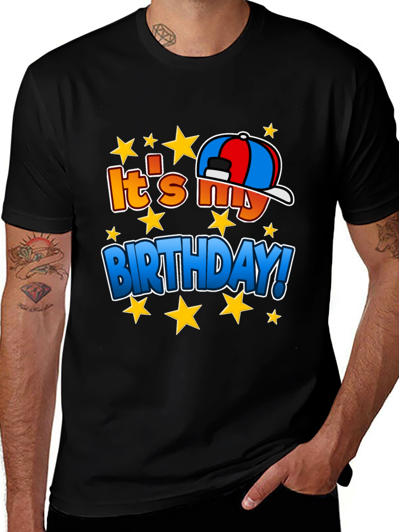 Its My Birthday T-Shirt - Stars & Hat Design