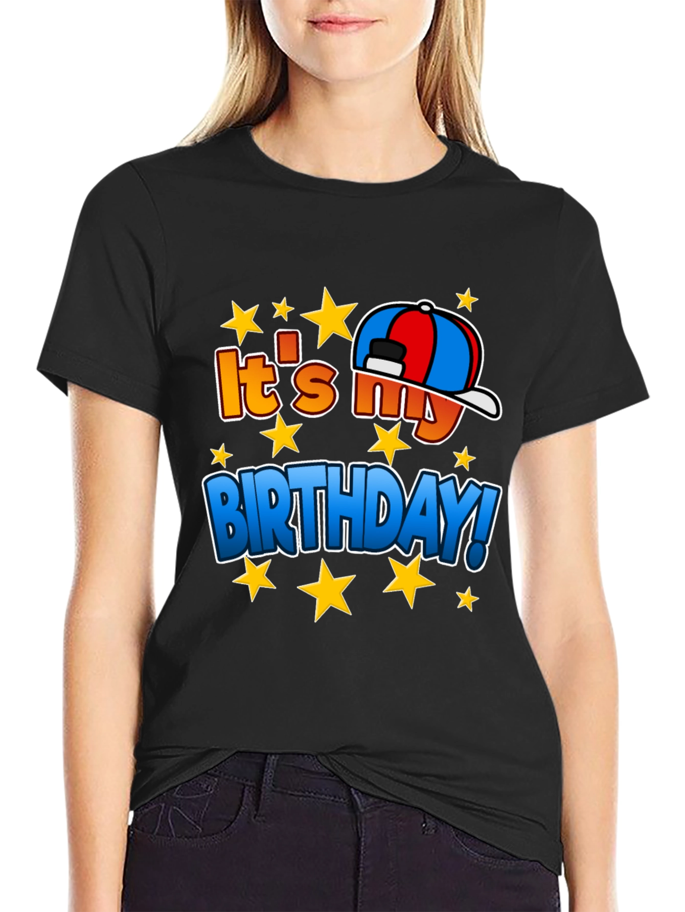 Its My Birthday T-Shirt - Stars & Hat Design
