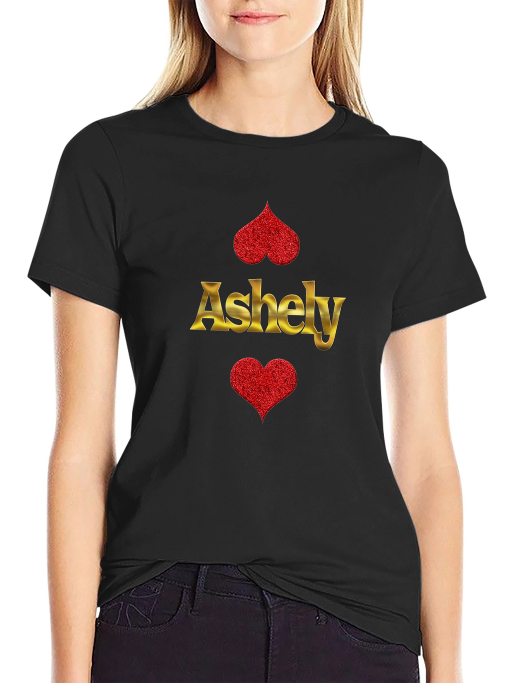 Ashely Heart Graphic Black Tee