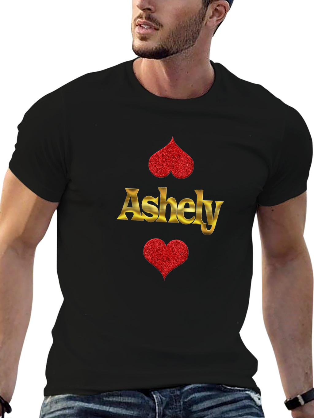Ashely Heart Graphic Black Tee