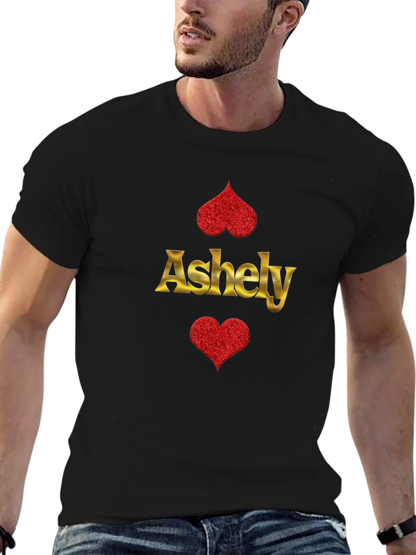 Ashely Heart Graphic Black Tee