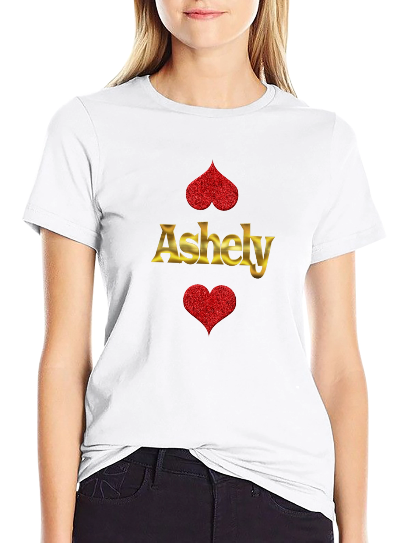 Ashely Heart Graphic Black Tee
