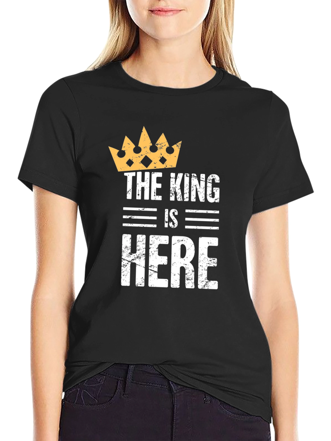 The King is Here Black T-Shirt