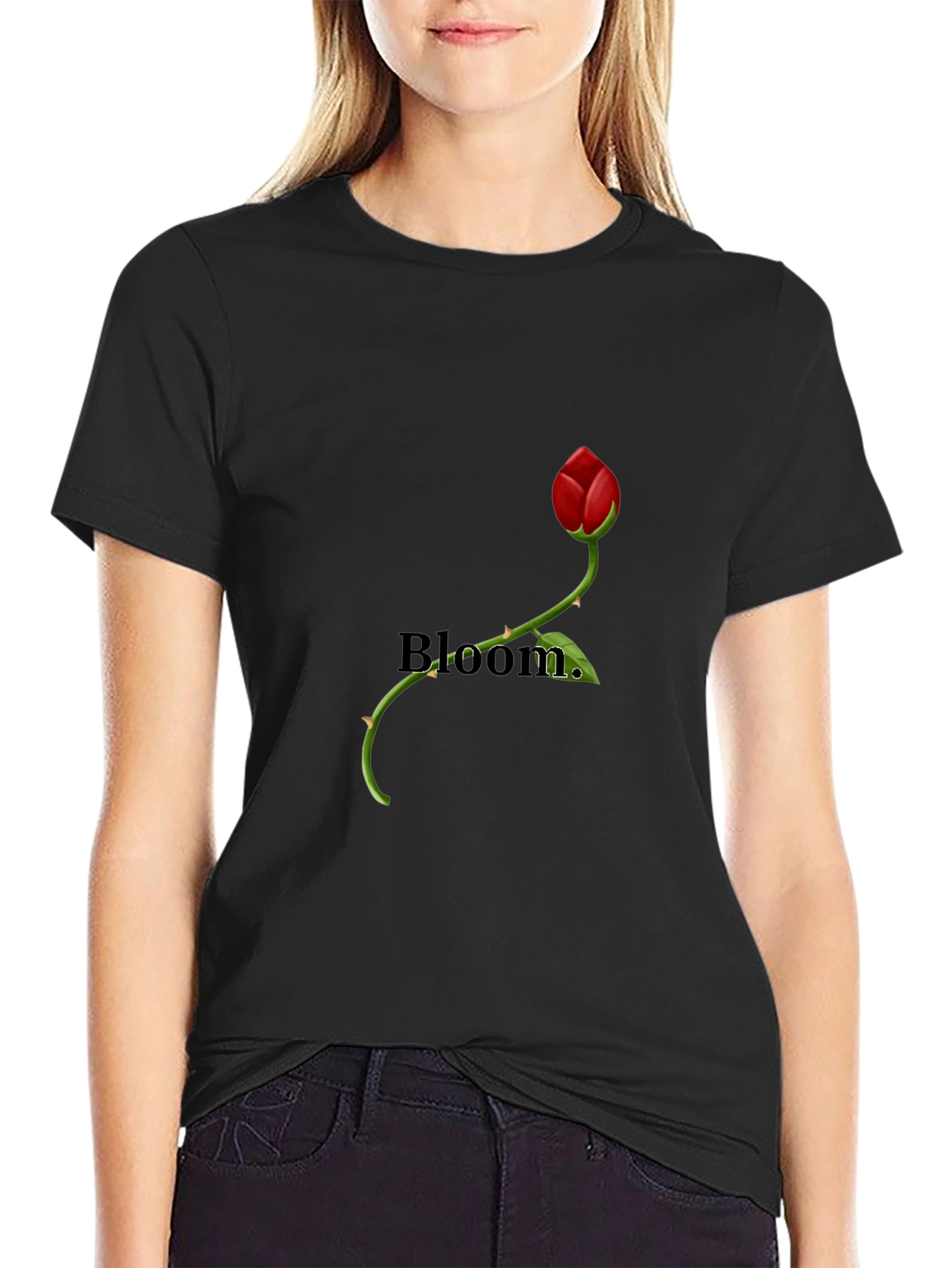 Bloom Rose Graphic Tee - Stylish Mens Black T-Shirt