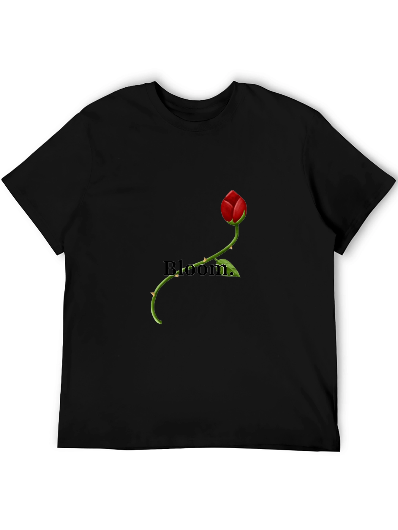 Bloom Rose Graphic Tee - Stylish Mens Black T-Shirt