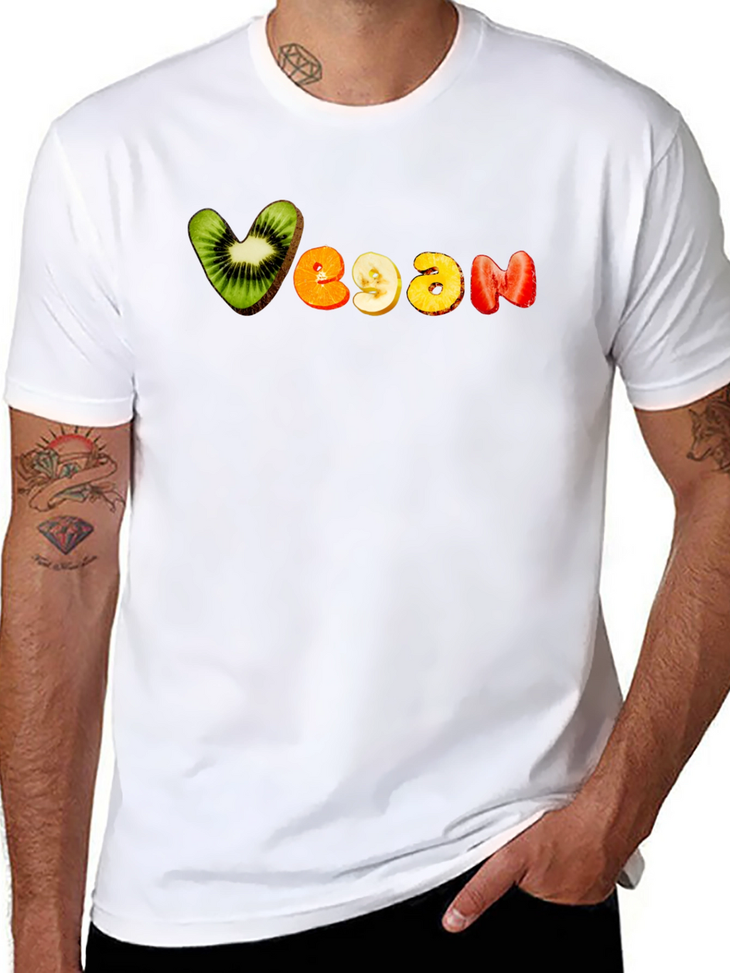 Vegan Fruit Letter Tee - Black