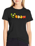 Vegan Fruit Letter Tee - Black