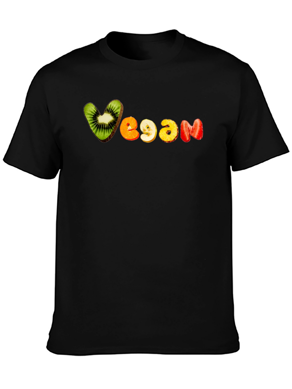 Vegan Fruit Letter Tee - Black