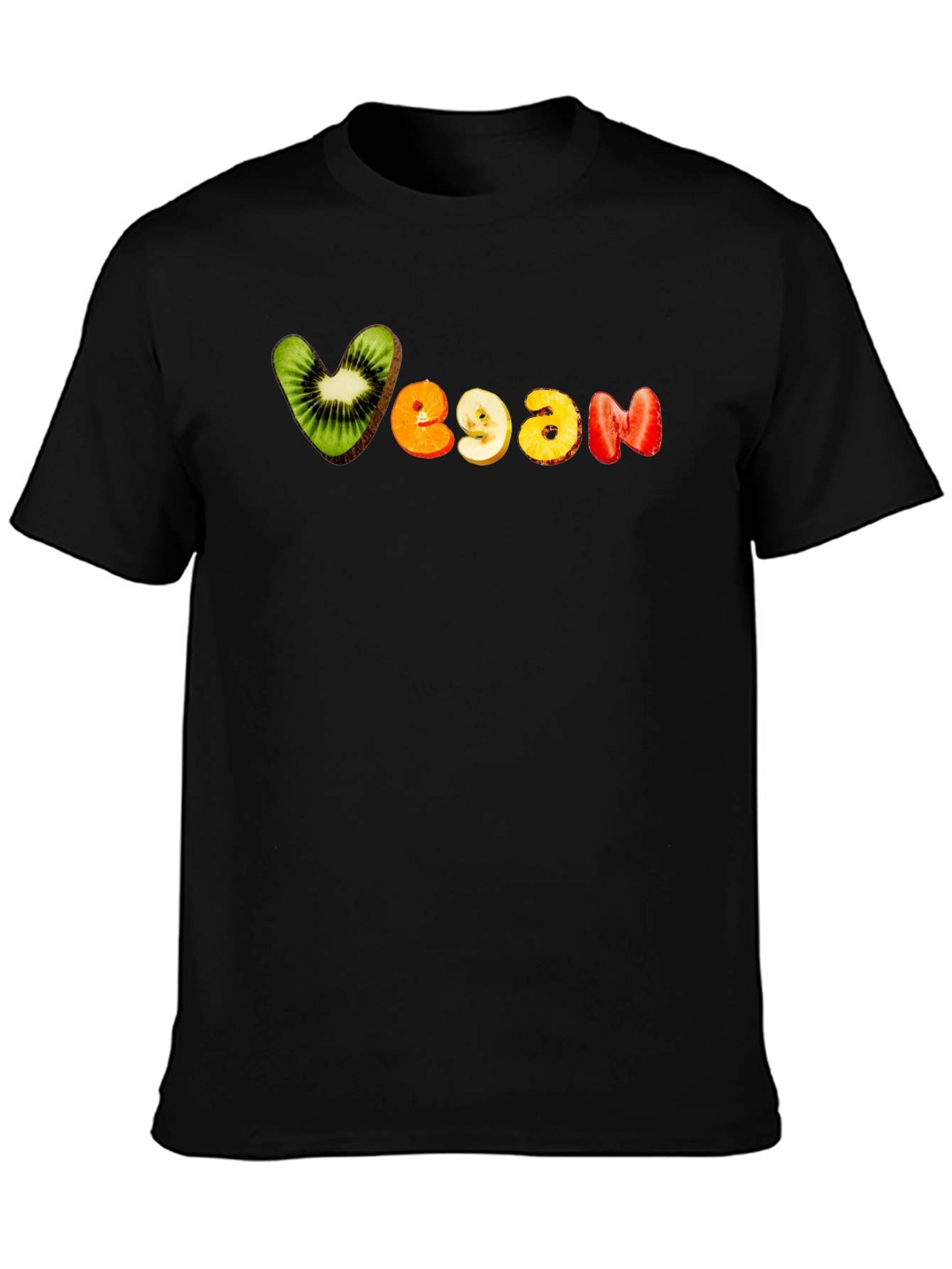 Vegan Fruit Letter Tee - Black