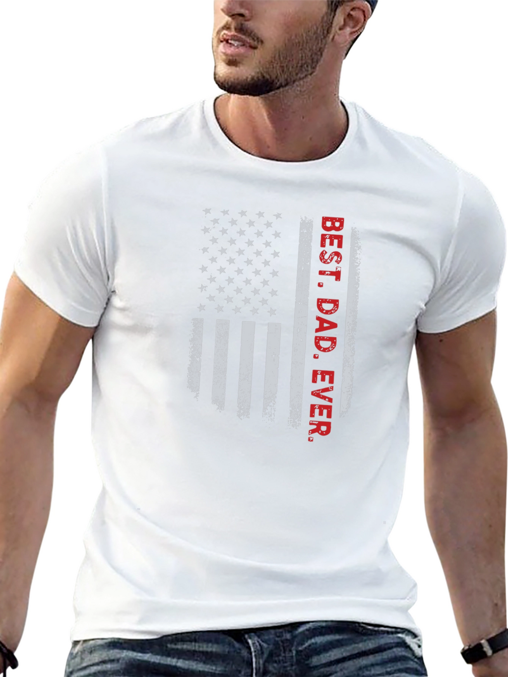 Best Dad Ever American Flag Graphic T-Shirt
