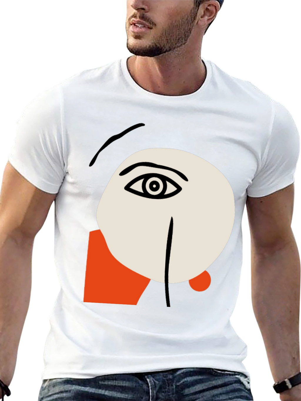 Abstract Face Graphic Tee - Stylish Artistic Design