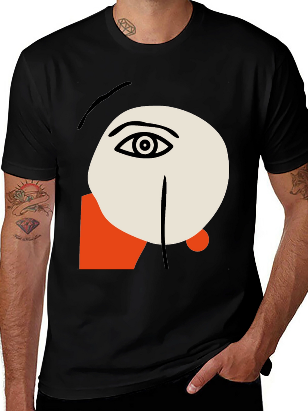 Abstract Face Graphic Tee - Stylish Artistic Design
