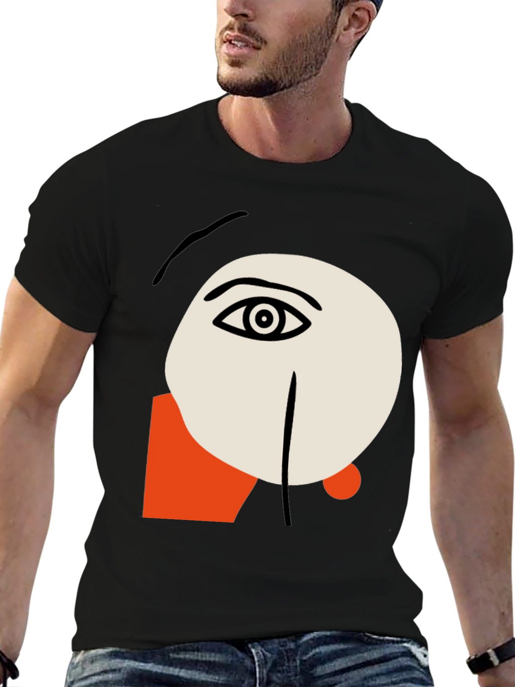 Abstract Face Graphic Tee - Stylish Artistic Design