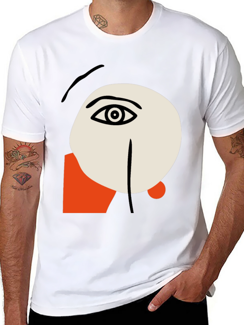 Abstract Face Graphic Tee - Stylish Artistic Design