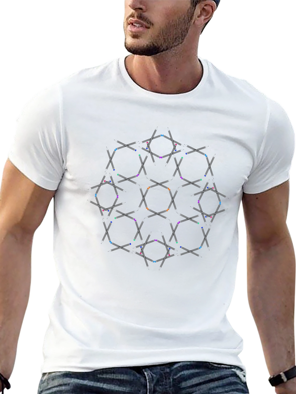Geometric Pattern Black T-Shirt