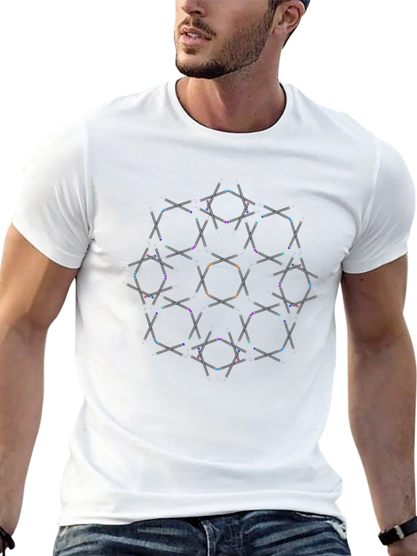 Geometric Pattern Black T-Shirt