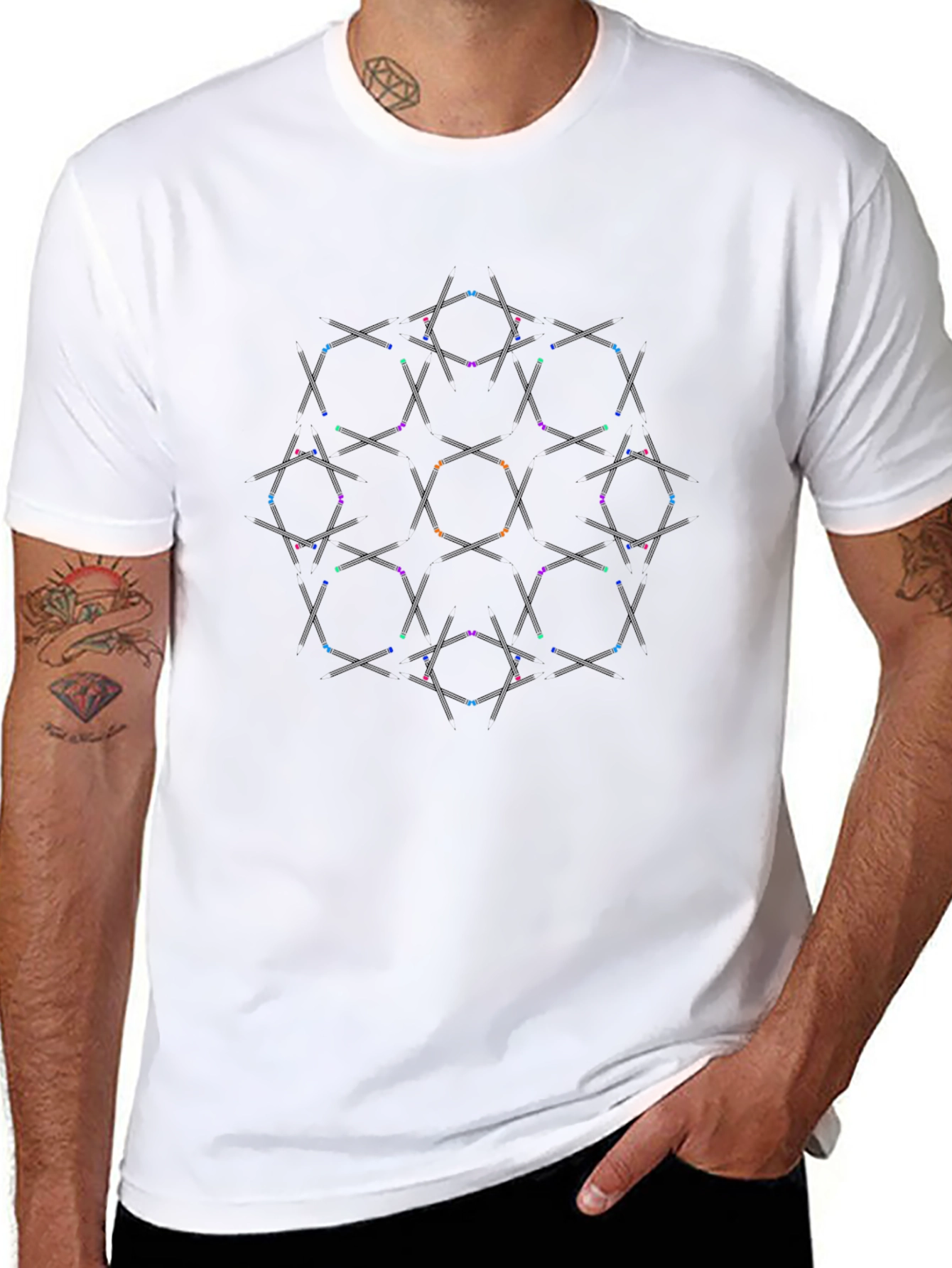 Geometric Pattern Black T-Shirt