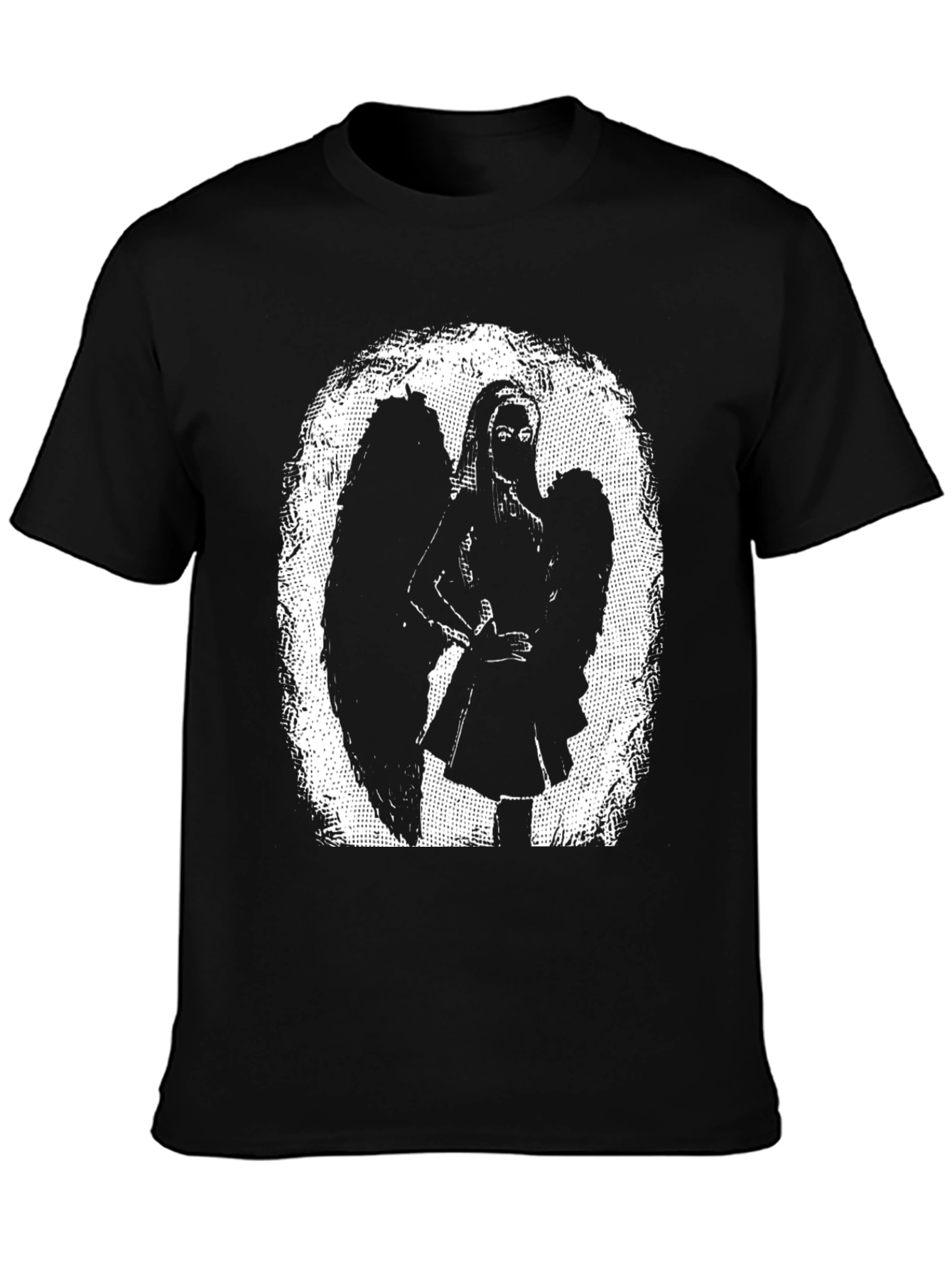 Angel Graphic Print Black T-Shirt