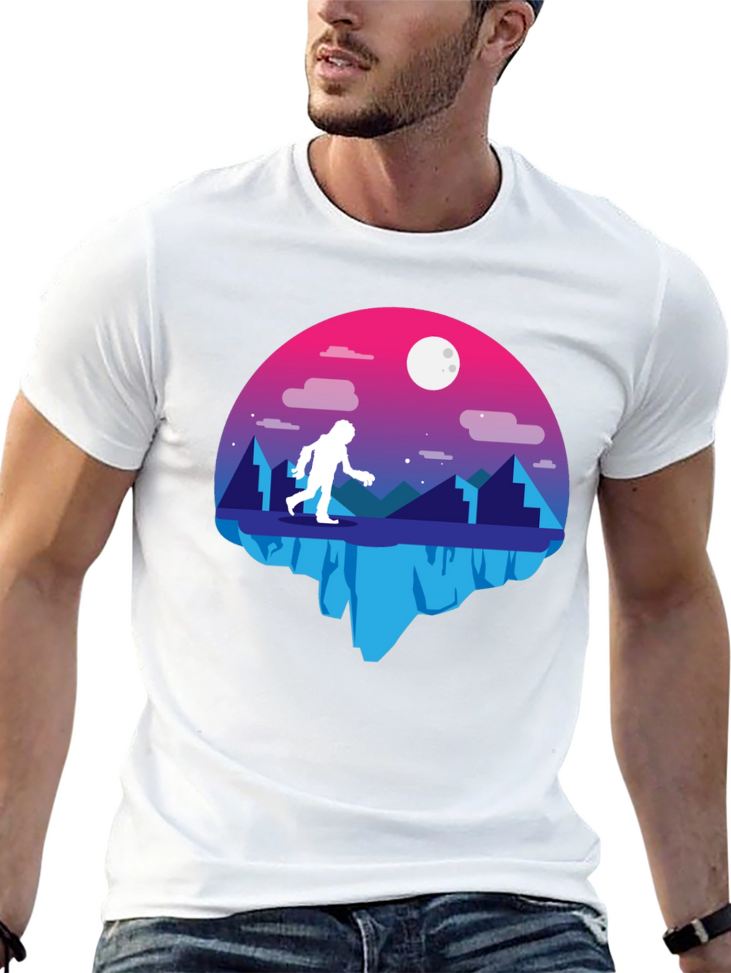 Bigfoot Moon Graphic T-Shirt - Black