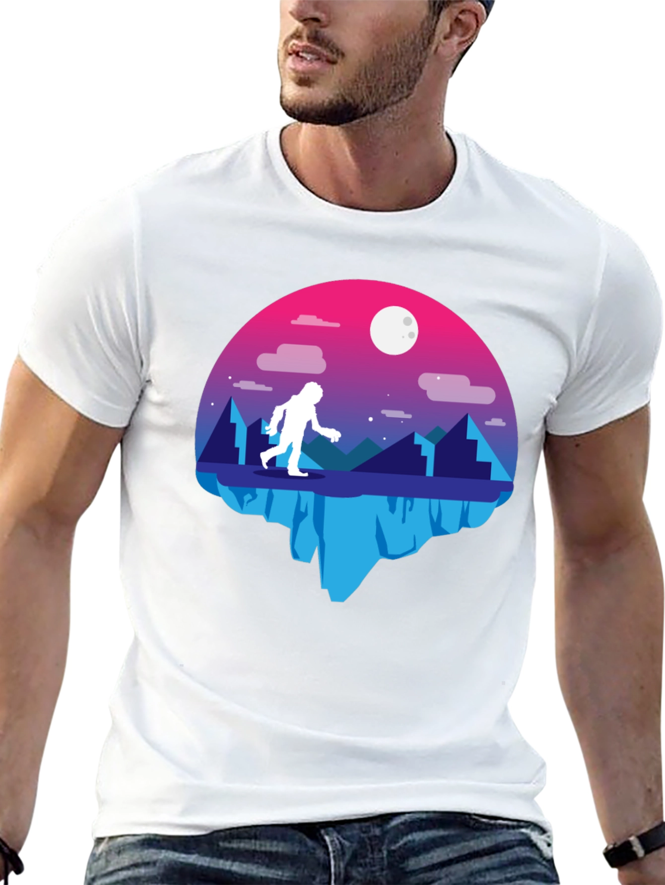 Bigfoot Moon Graphic T-Shirt - Black