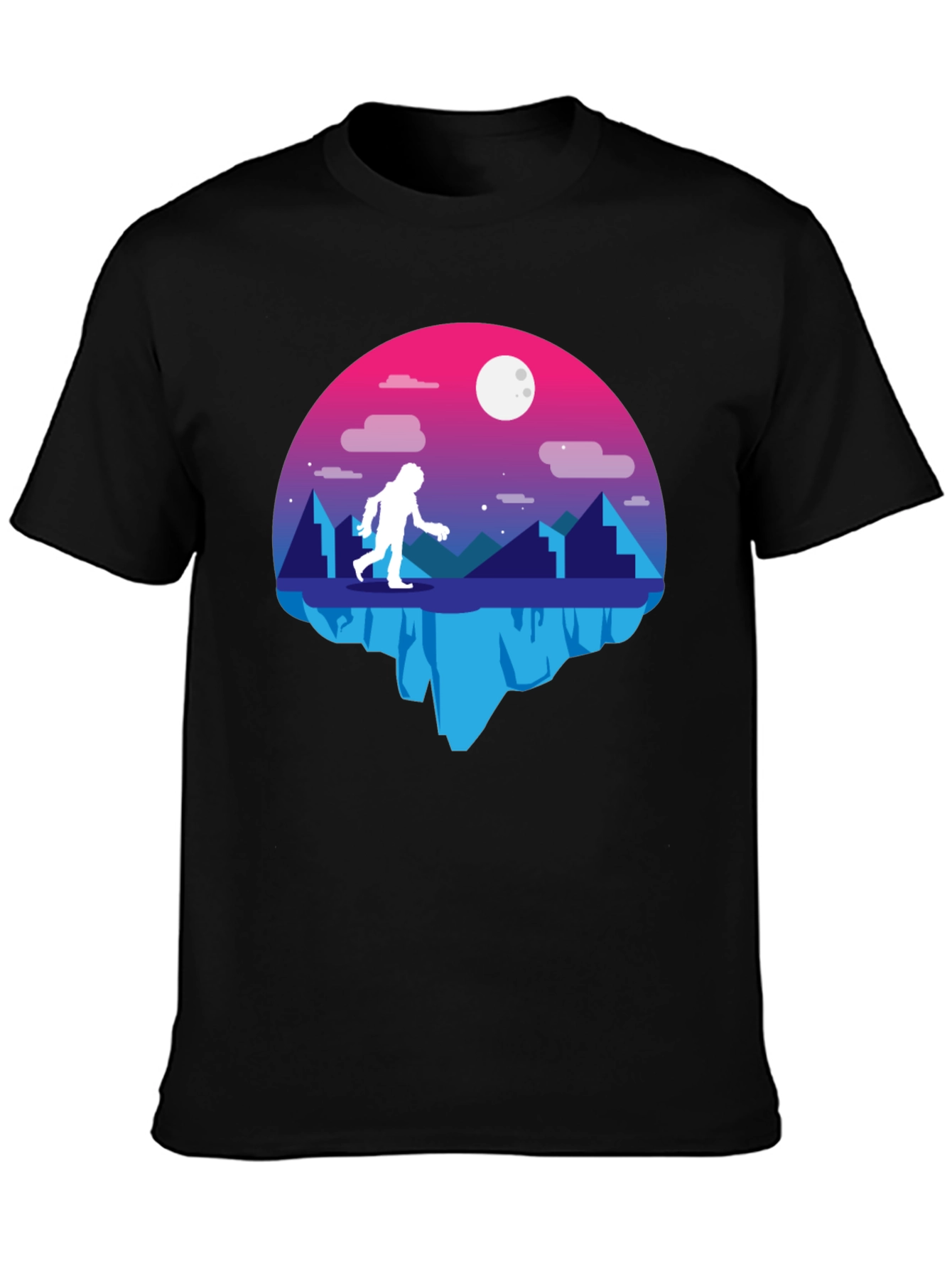 Bigfoot Moon Graphic T-Shirt - Black