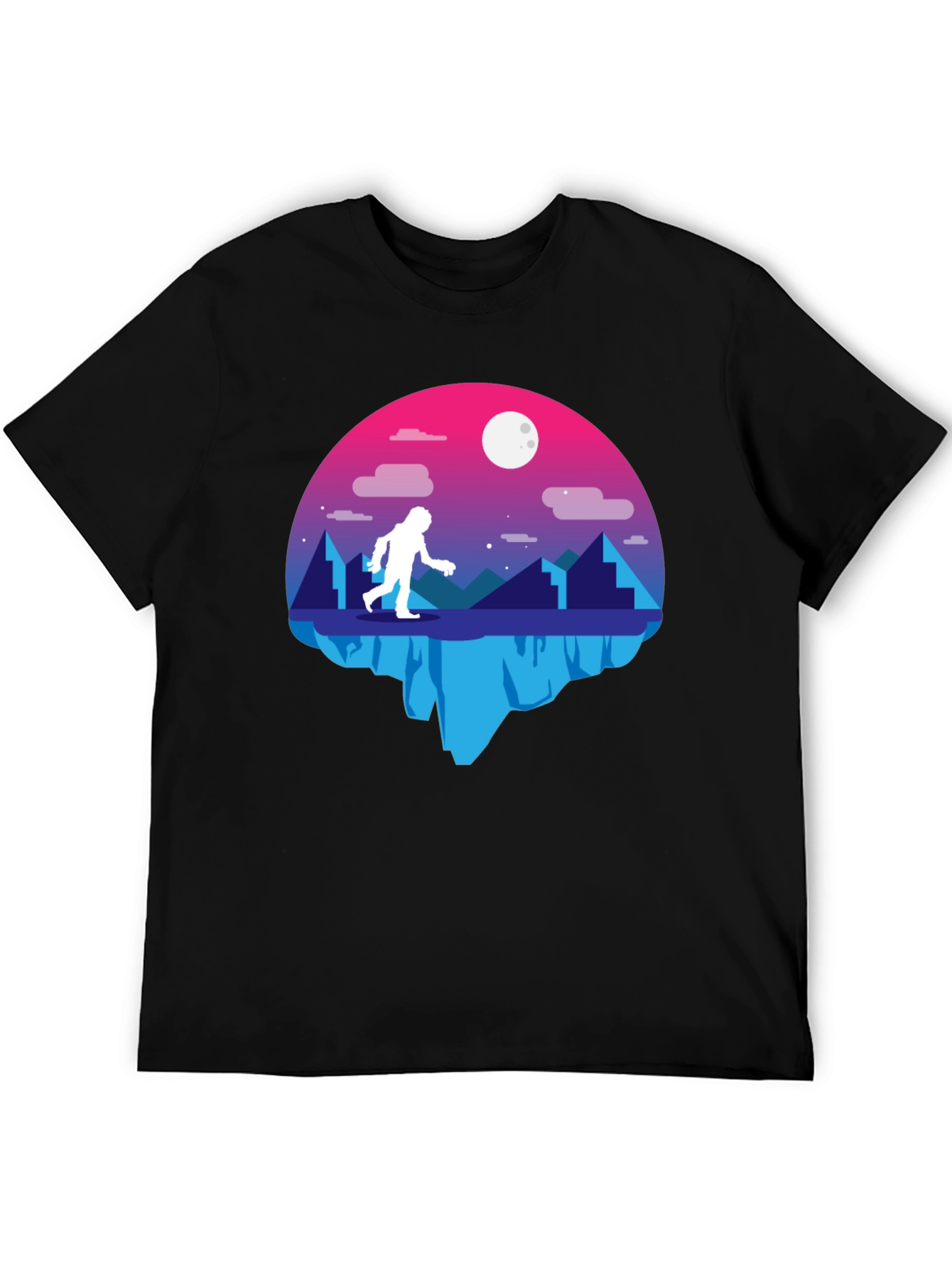 Bigfoot Moon Graphic T-Shirt - Black