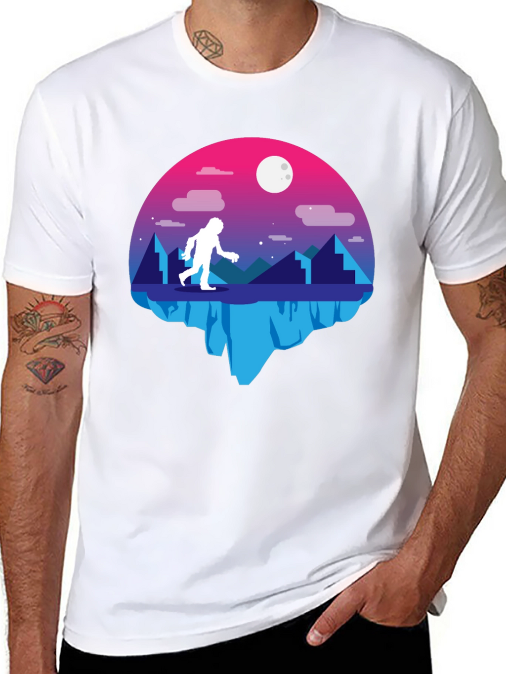 Bigfoot Moon Graphic T-Shirt - Black
