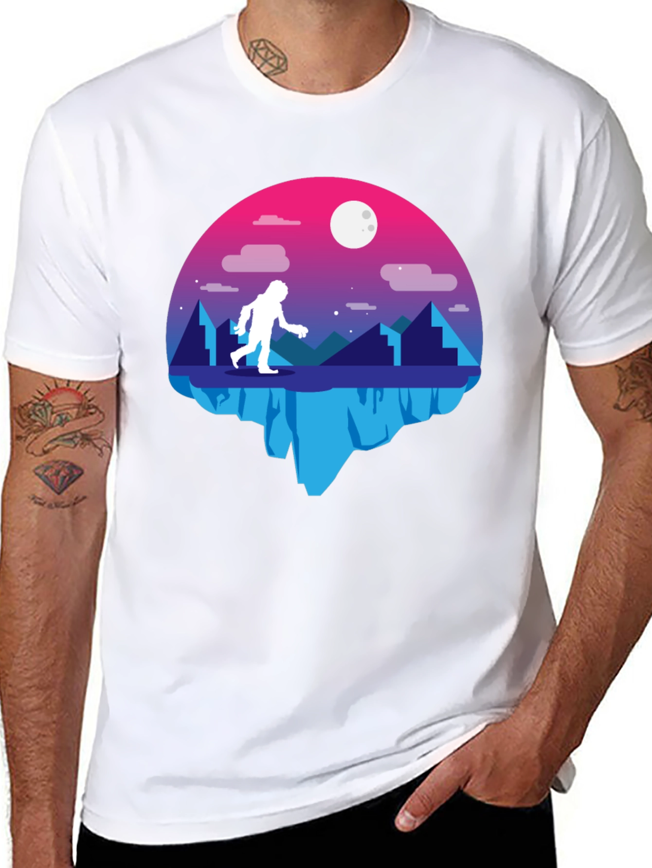 Bigfoot Moon Graphic T-Shirt - Black