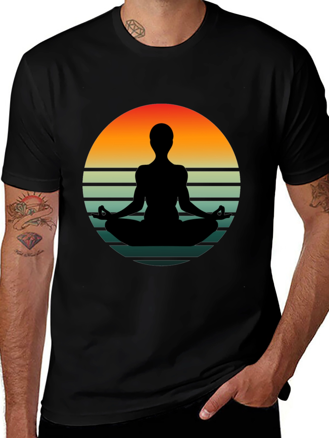Yoga Silhouette Sunset Graphic T-Shirt