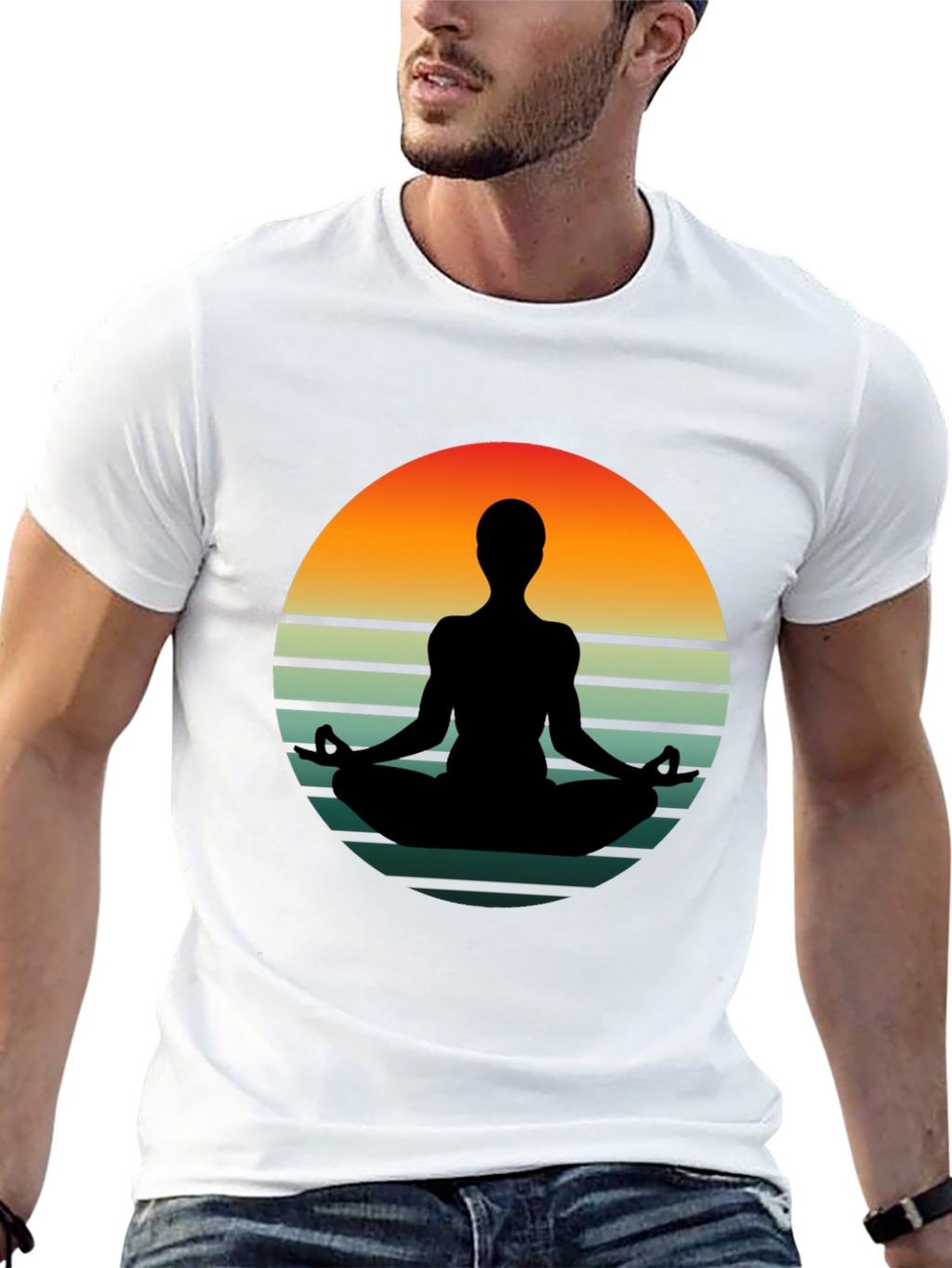 Yoga Silhouette Sunset Graphic T-Shirt