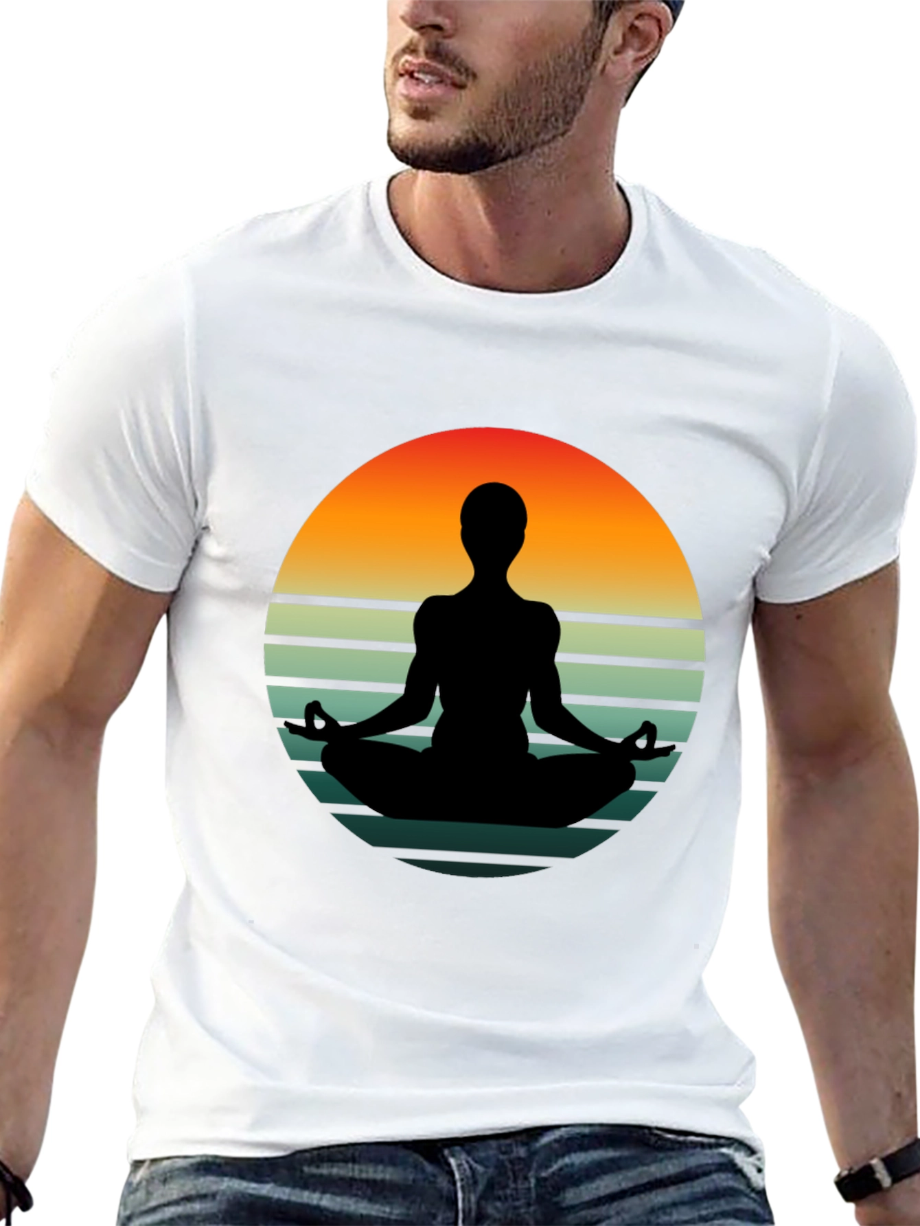 Yoga Silhouette Sunset Graphic T-Shirt