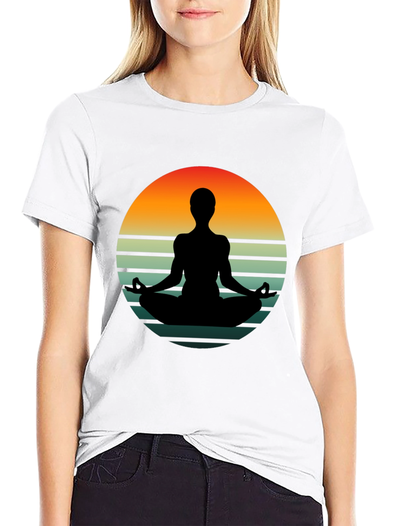 Yoga Silhouette Sunset Graphic T-Shirt