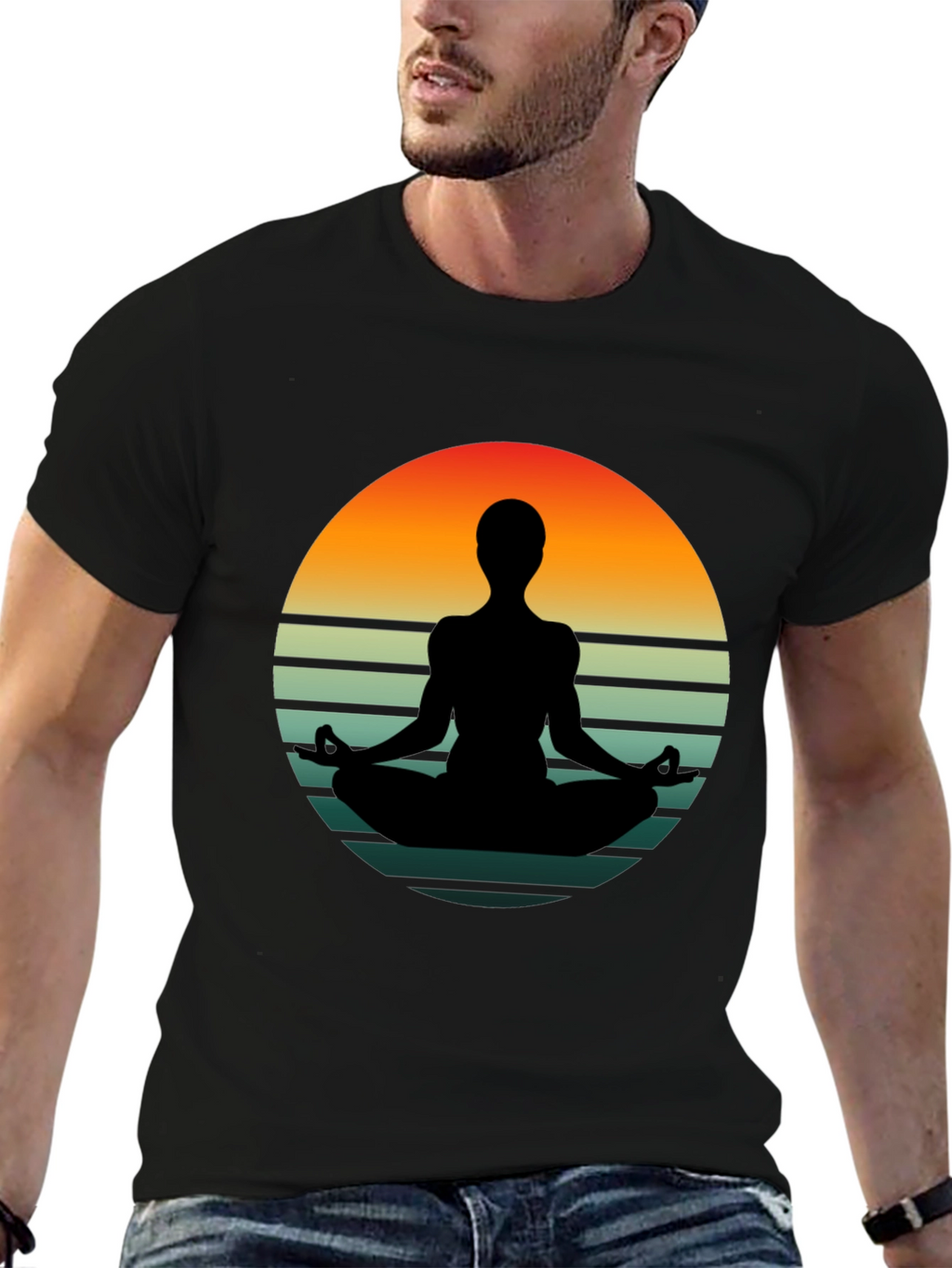 Yoga Silhouette Sunset Graphic T-Shirt
