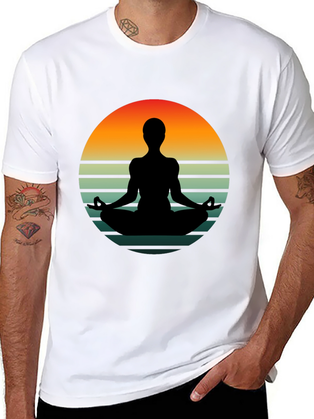 Yoga Silhouette Sunset Graphic T-Shirt