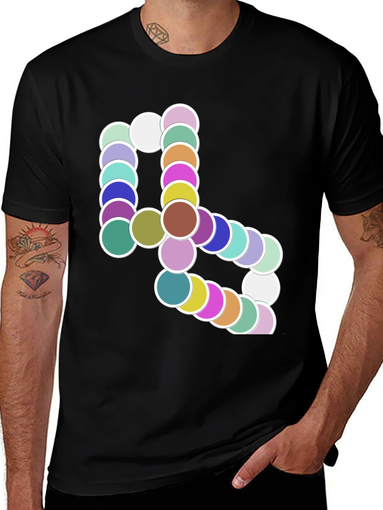 Abstract Circle Pattern Black T-Shirt