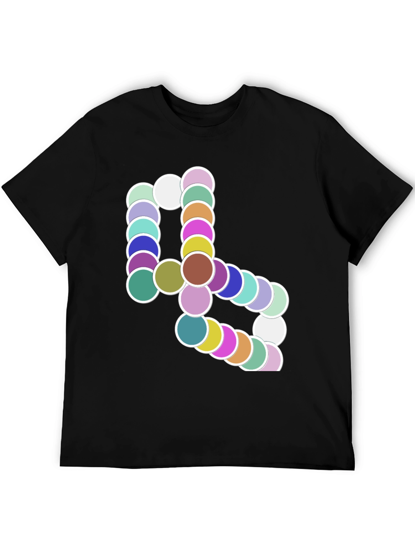 Abstract Circle Pattern Black T-Shirt