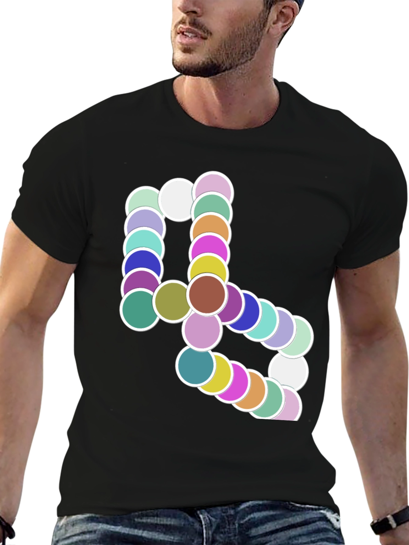 Abstract Circle Pattern Black T-Shirt
