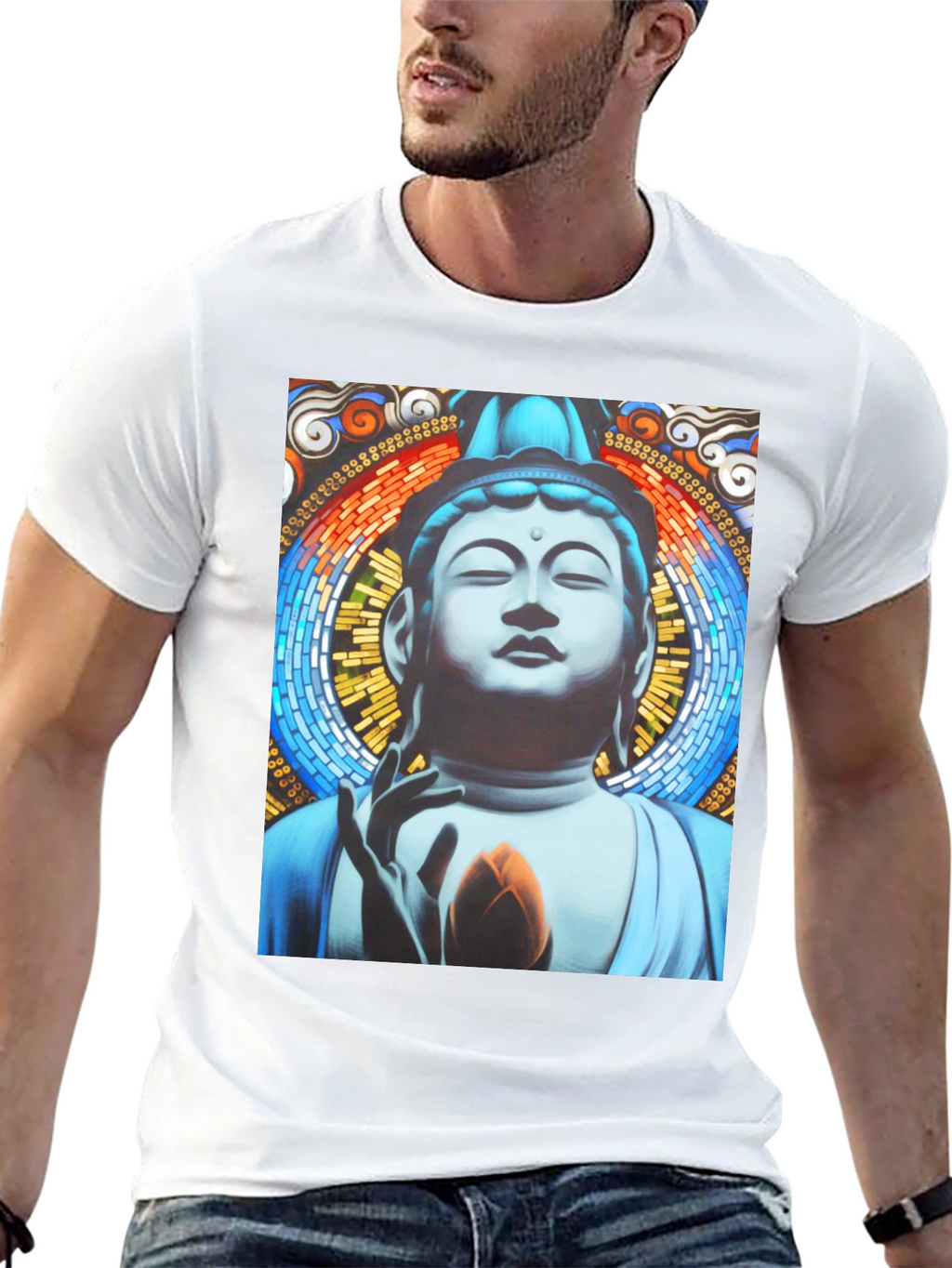Buddha Graphic Print Black T-Shirt