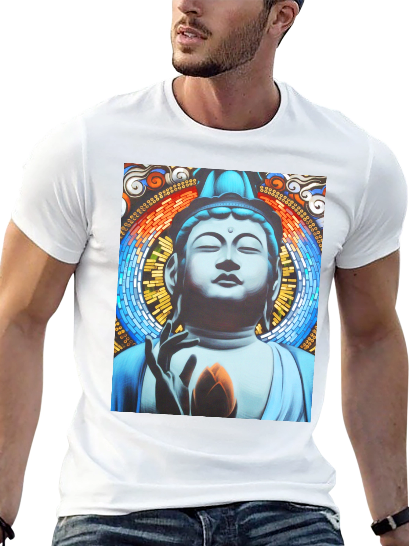 Buddha Graphic Print Black T-Shirt