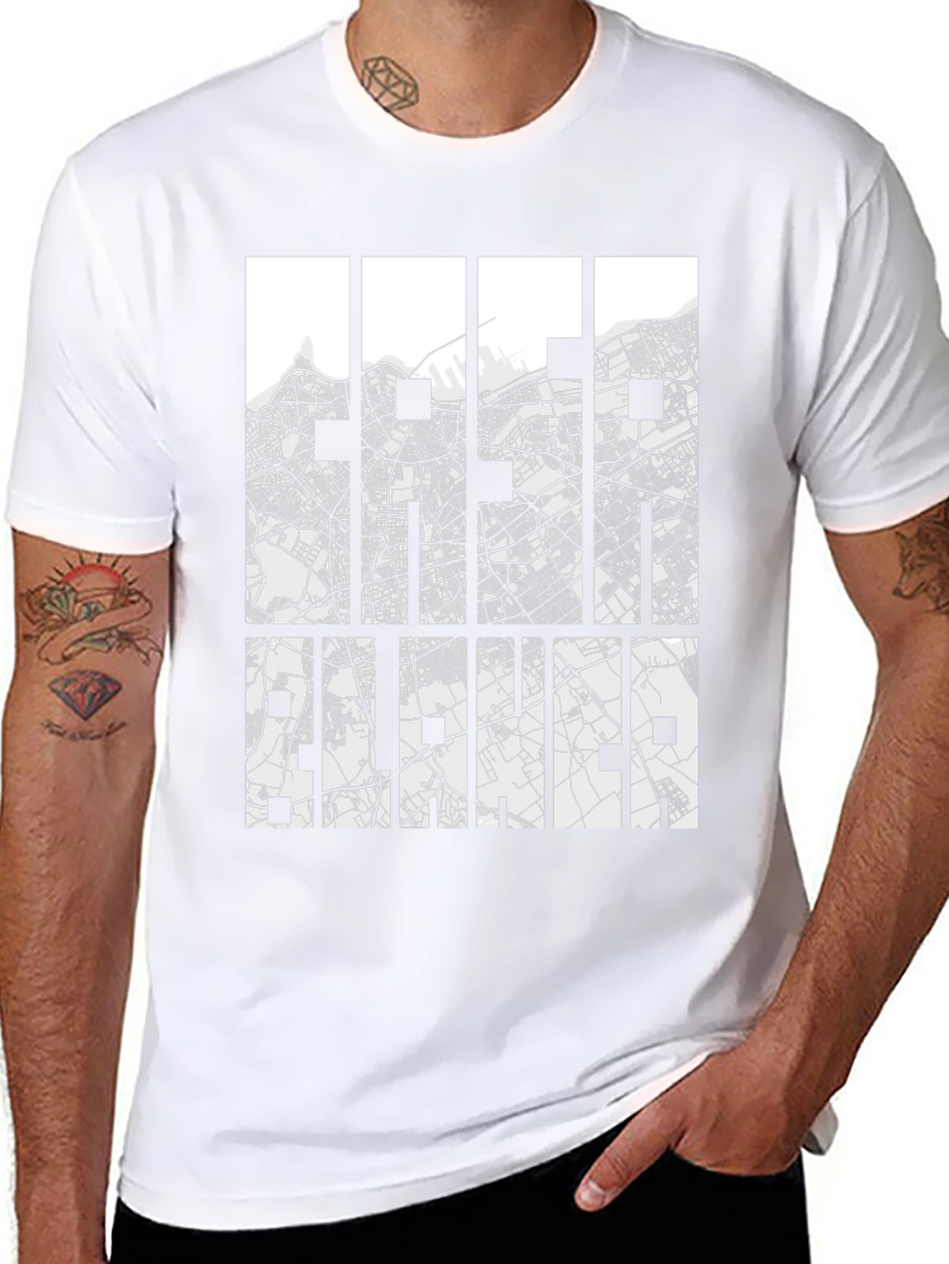 Abstract City Map Graphic Tee - Black