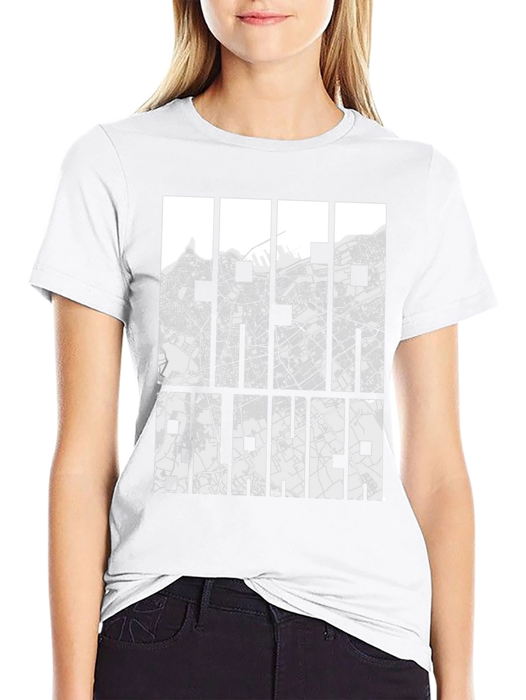 Abstract City Map Graphic Tee - Black