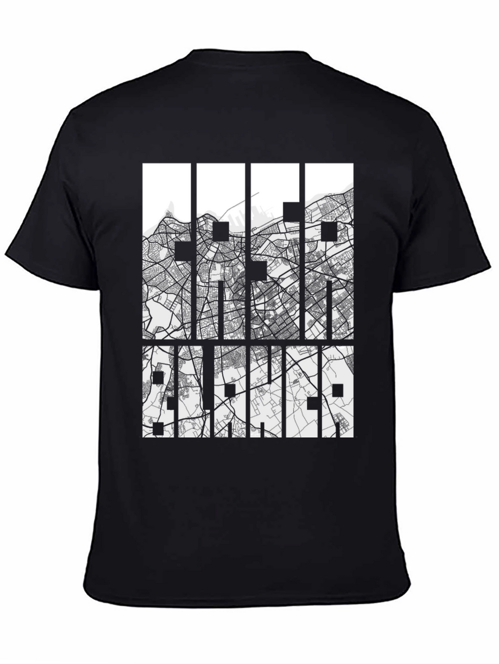 Abstract City Map Graphic Tee - Black